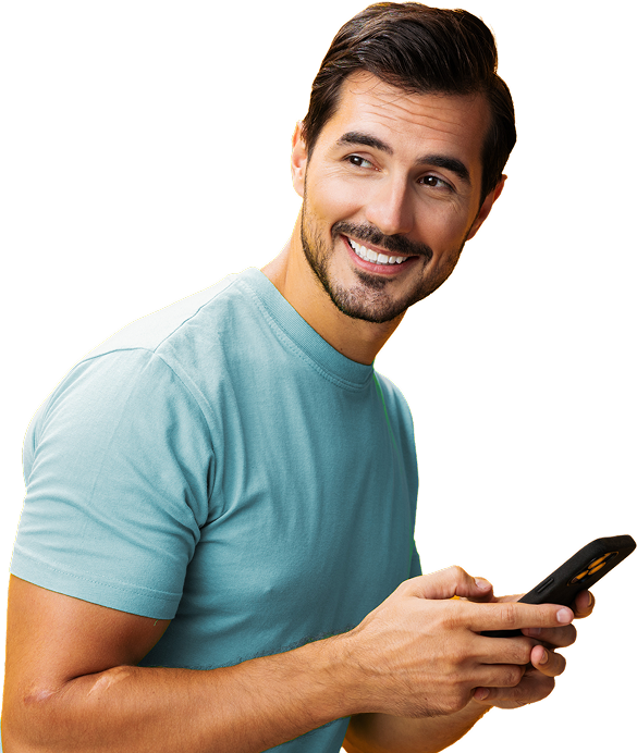 Man using smartphone